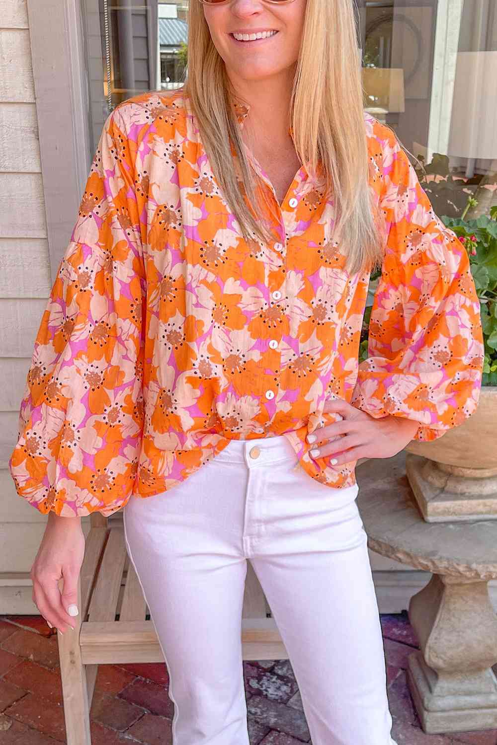 Marigold Bloom Balloon Sleeve Blouse