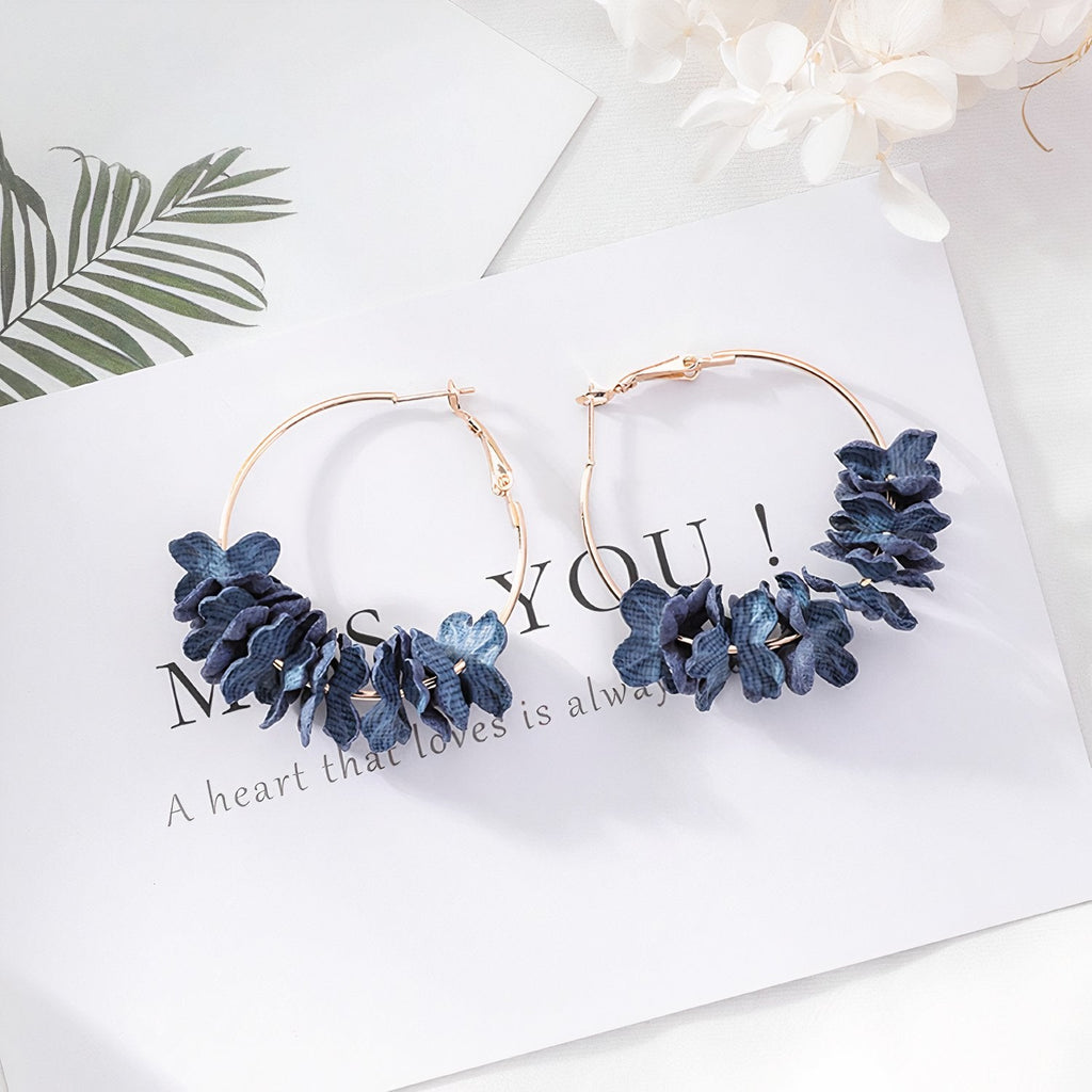 Midnight Bloom Hoop Earrings