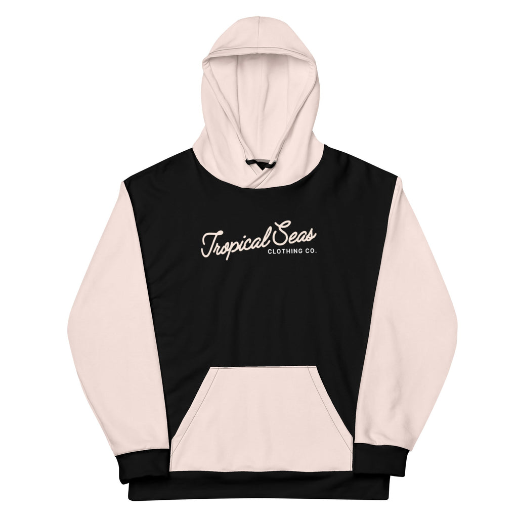 Tropical Seas Two-Tone Pullover Hoodie - Pink/Black
