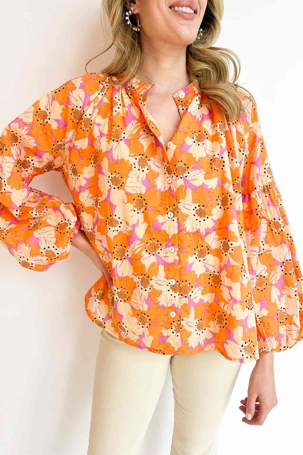 Marigold Bloom Balloon Sleeve Blouse