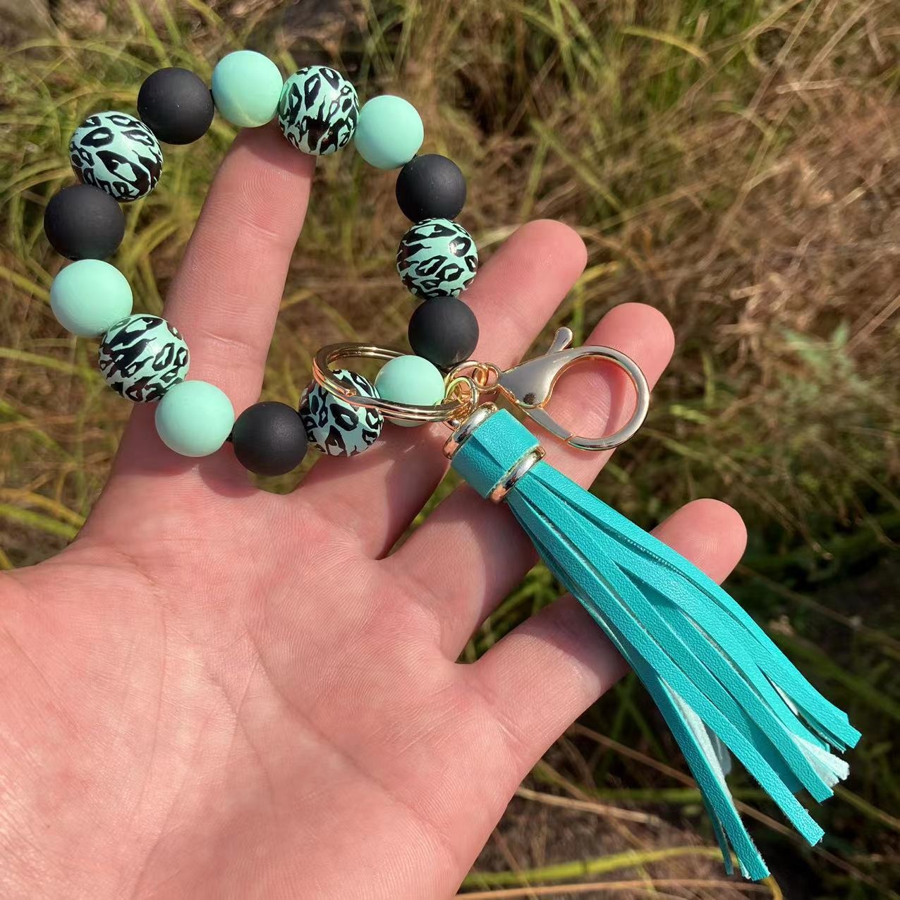 Boho Bliss Beaded Wristlet Keychain