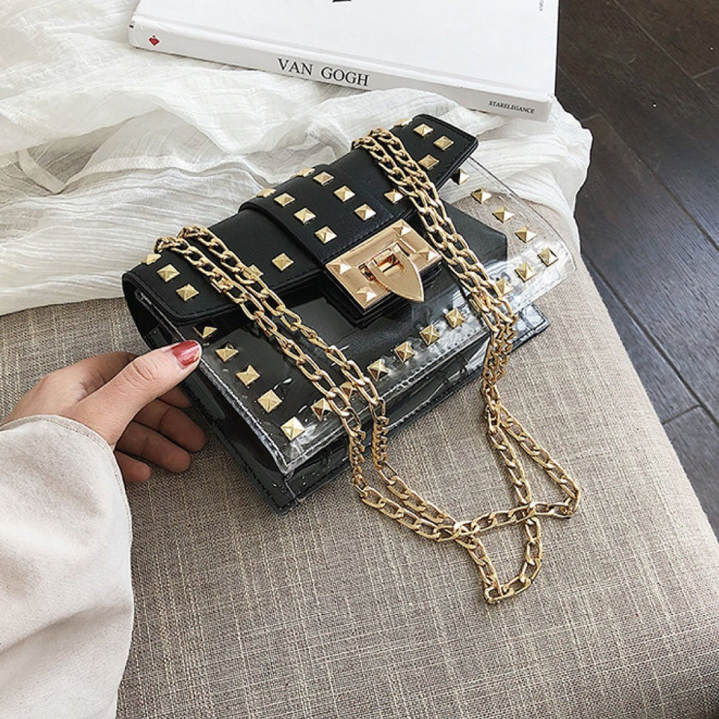 The Monaco Studded Crossbody - Clear/Black