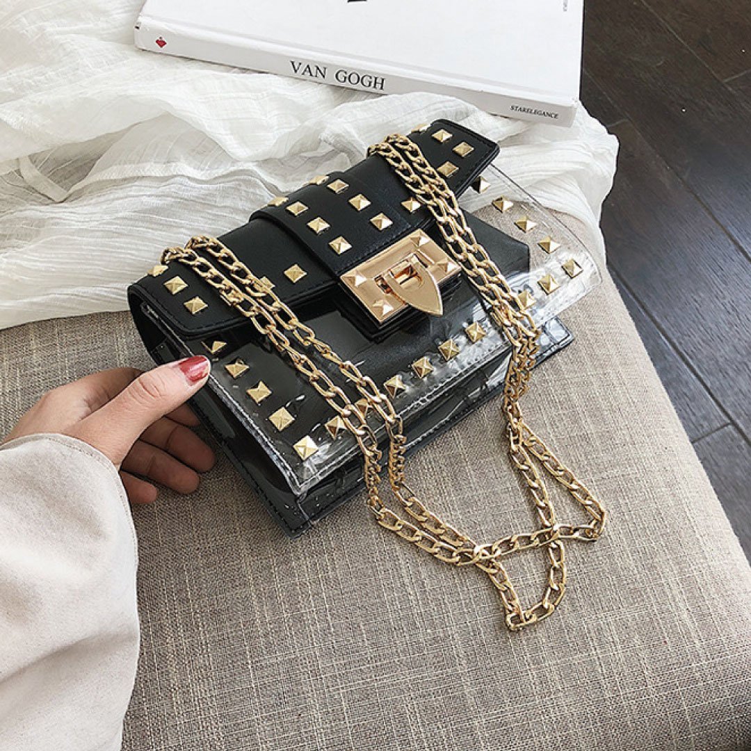 The Monaco Studded Crossbody - Clear/Black