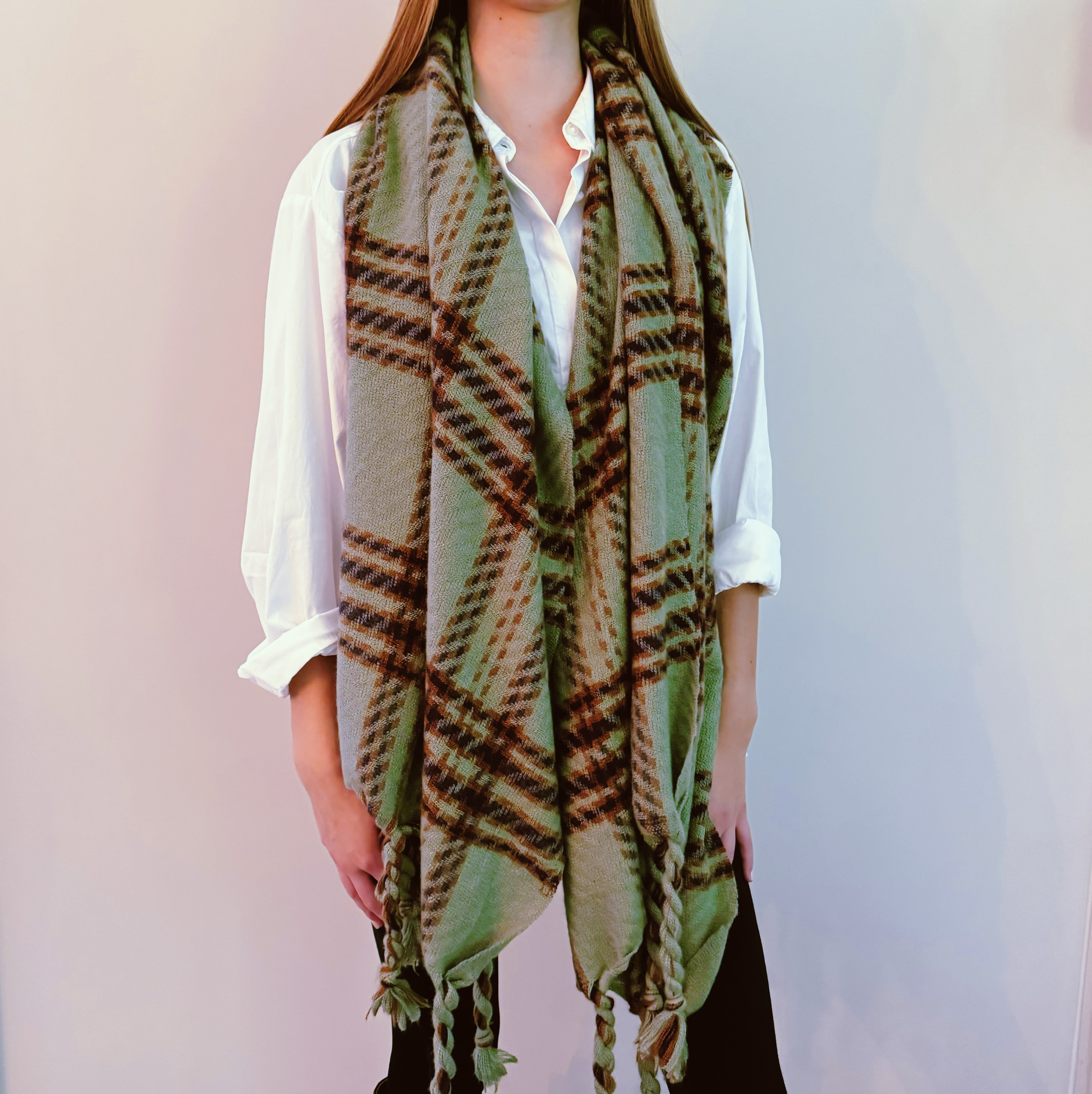 Harvest Plaid Fringe Scarf