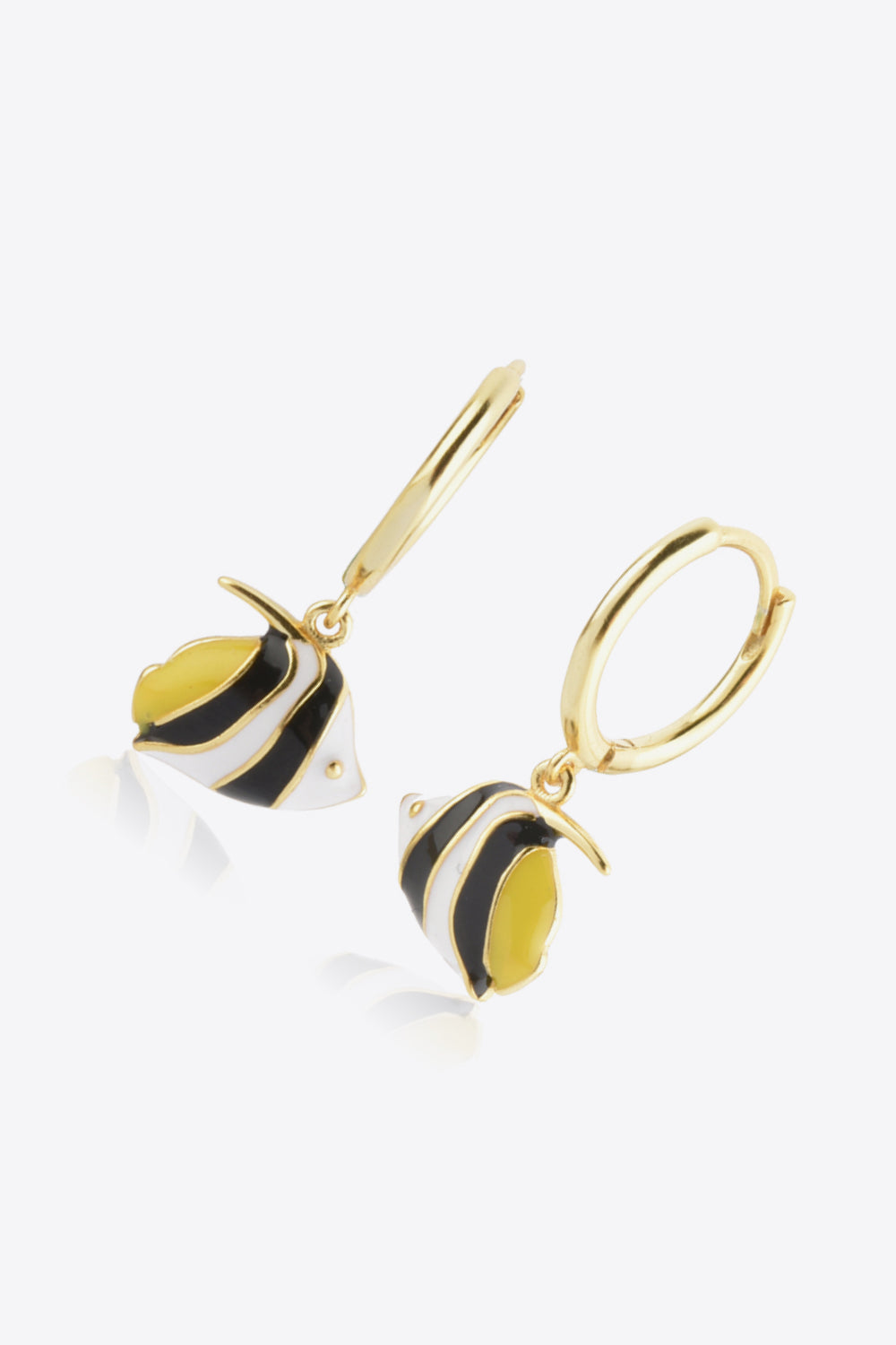 Golden Fish Charm Huggie Earrings