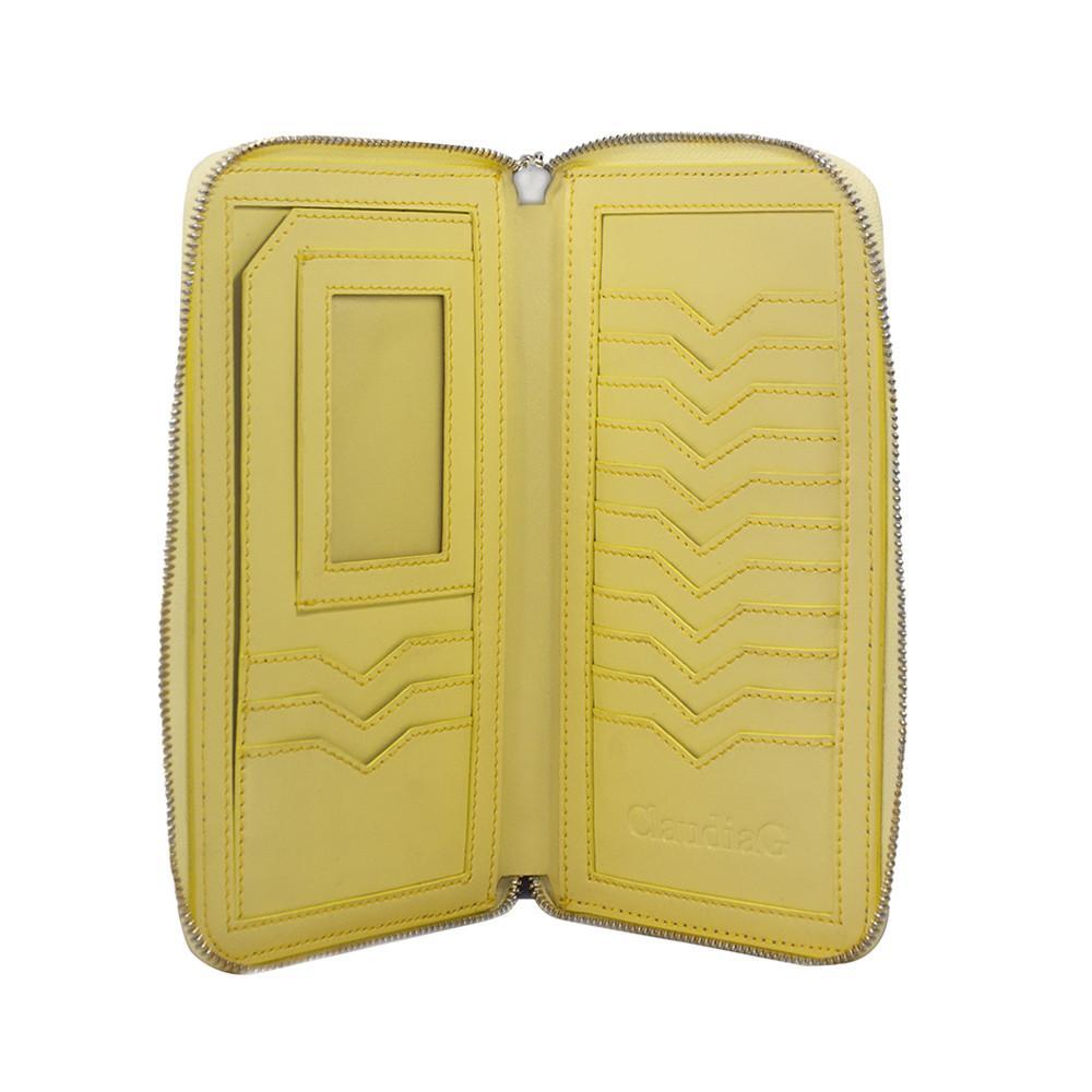 The Lotus Luxe Wallet - Plum/Canary Yellow