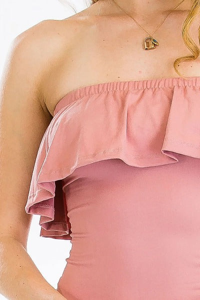 Rosé Ruffle Tube Dress