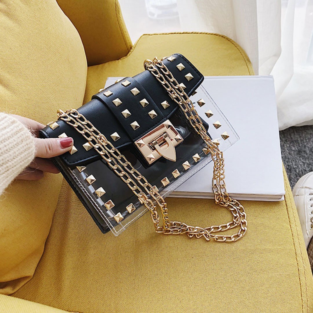 The Monaco Studded Crossbody - Clear/Black