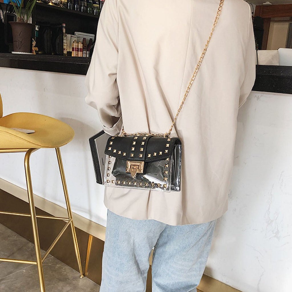 The Monaco Studded Crossbody - Clear/Black