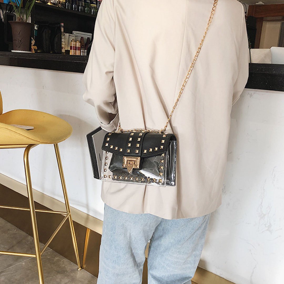 The Monaco Studded Crossbody - Clear/Black