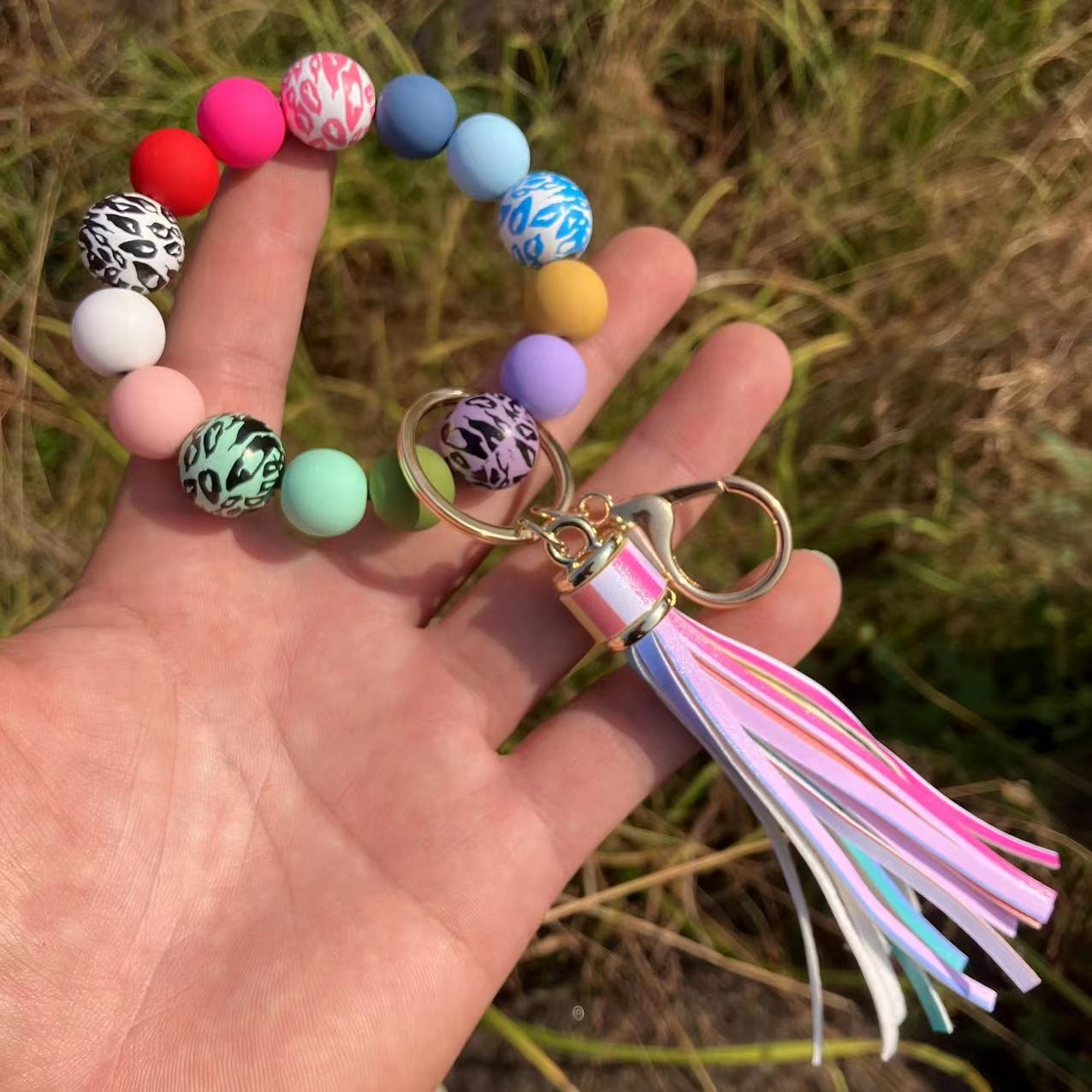 Boho Bliss Beaded Wristlet Keychain