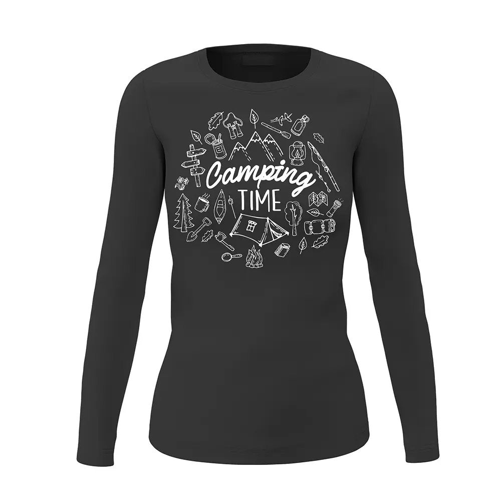 Camping Time Women's Long Sleeve Graphic Tee