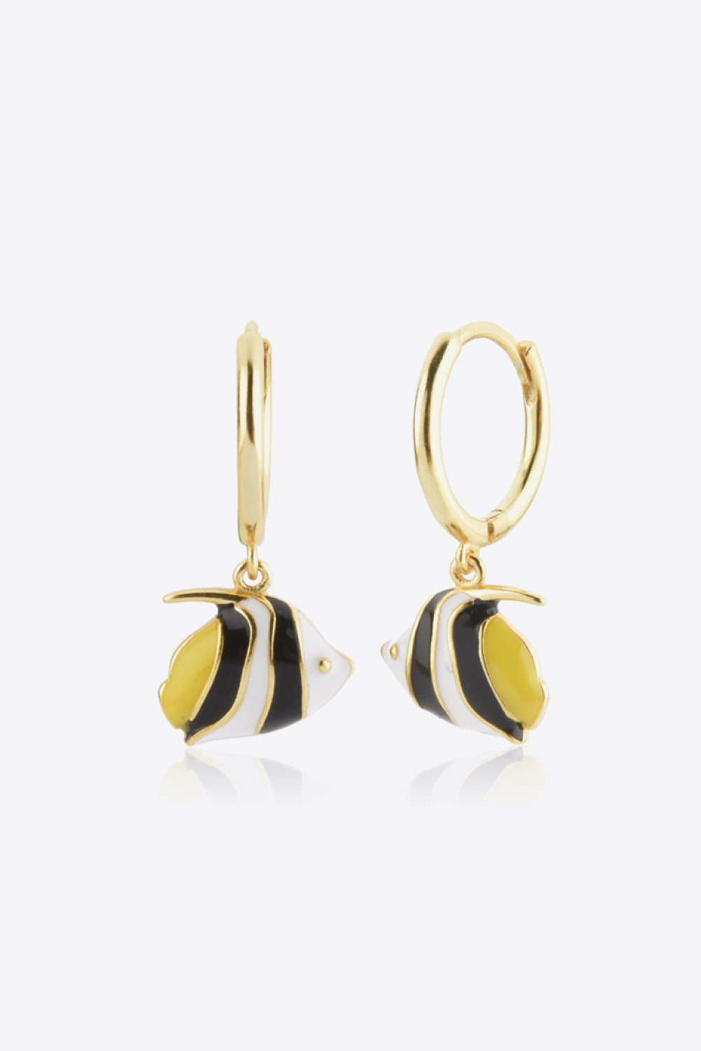 Golden Fish Charm Huggie Earrings