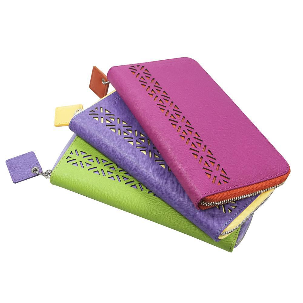 The Lotus Luxe Wallet - Plum/Canary Yellow
