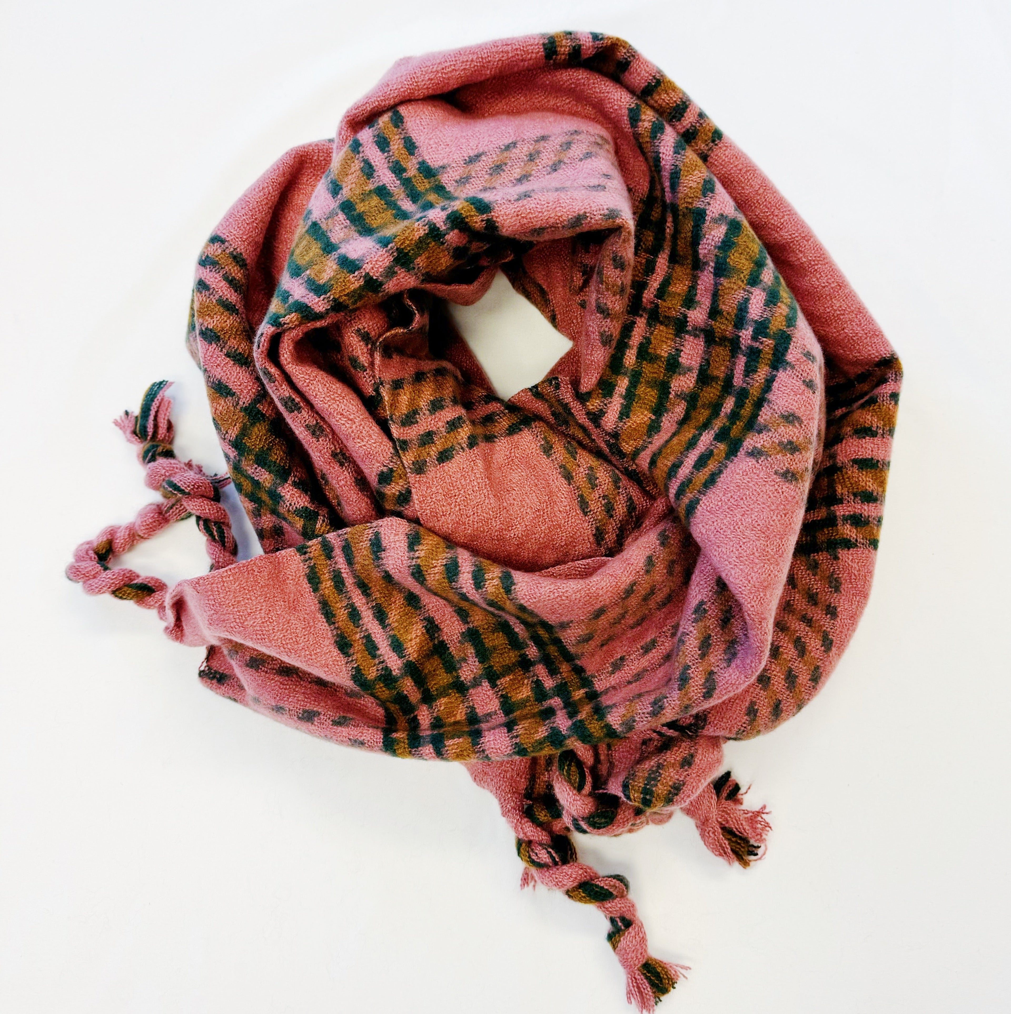 Harvest Plaid Fringe Scarf
