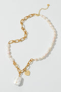 Golden Pearl Charm Necklace