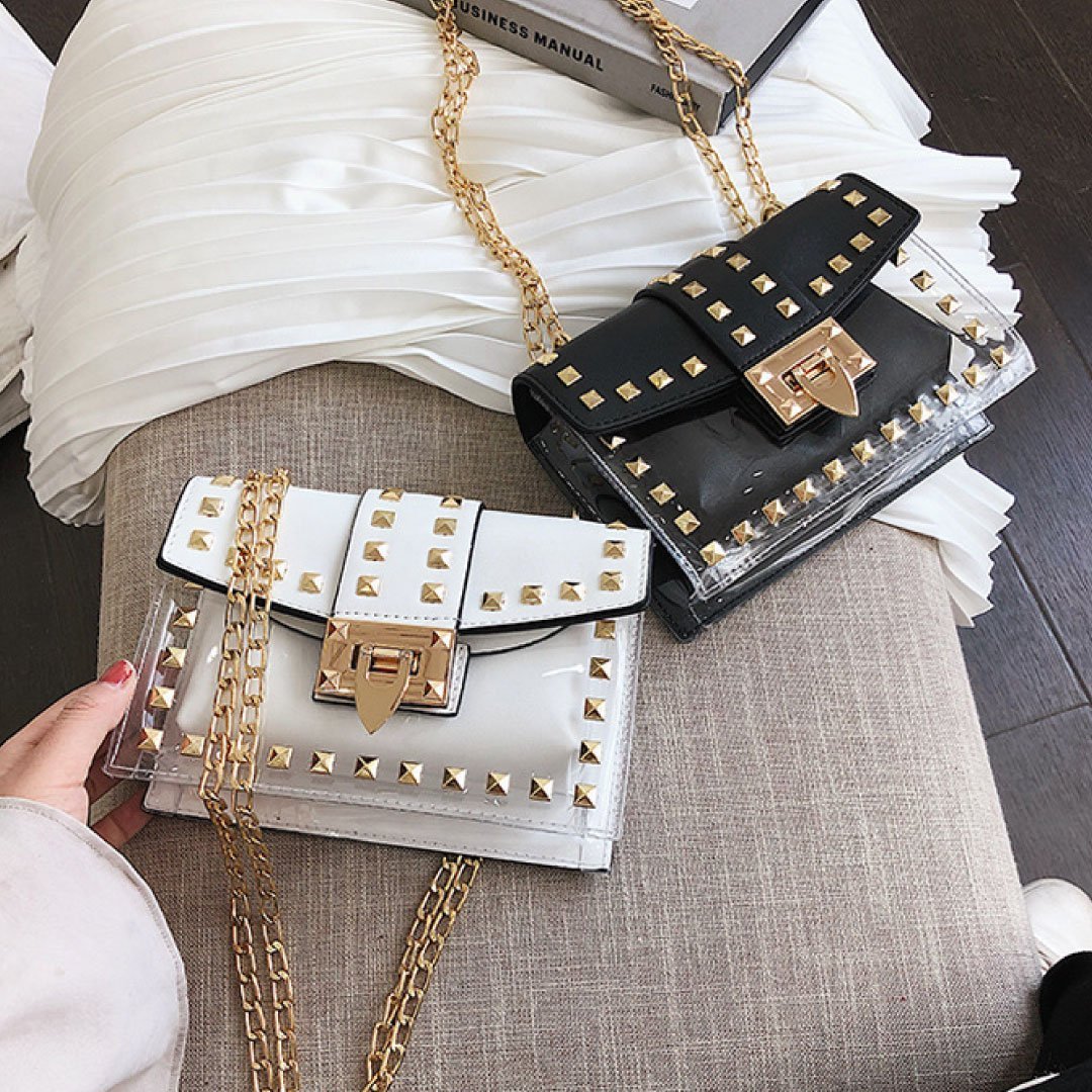 The Monaco Studded Crossbody - Clear/Black