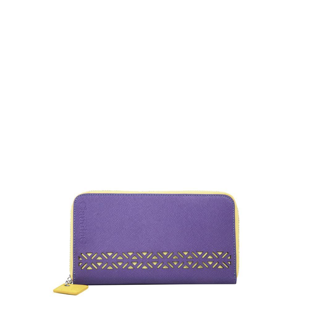 The Lotus Luxe Wallet - Plum/Canary Yellow