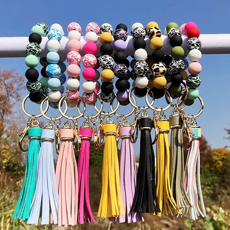 Boho Bliss Beaded Wristlet Keychain