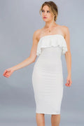 White Ruffle Tube Dress