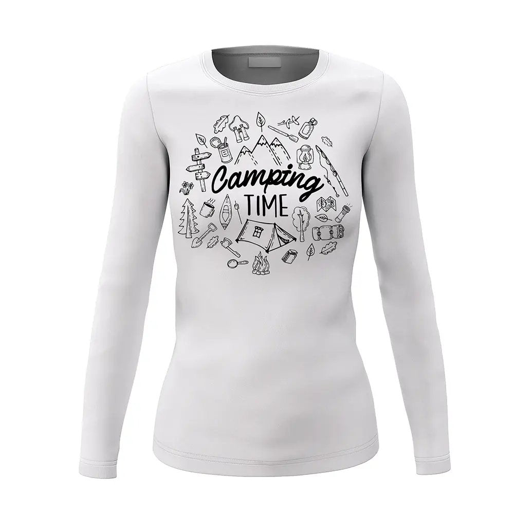 Camping Time Women's Long Sleeve Graphic Tee