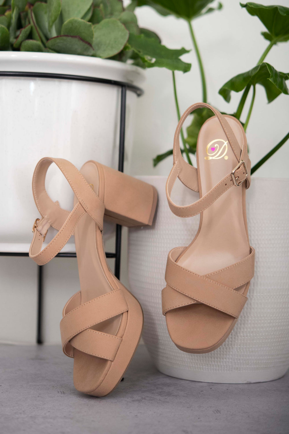 The Celeste Block Heel - Nude