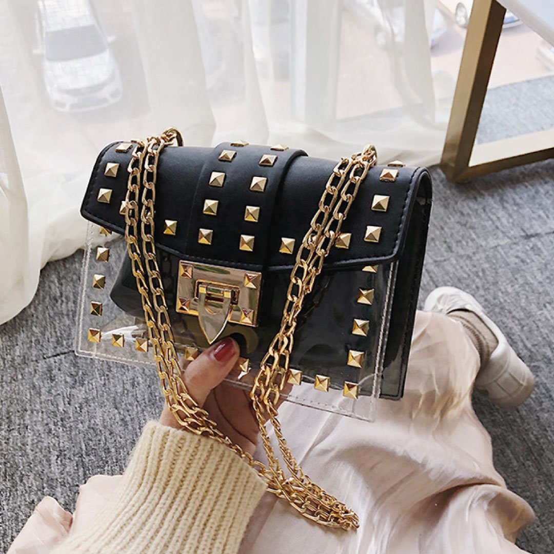 The Monaco Studded Crossbody - Clear/Black