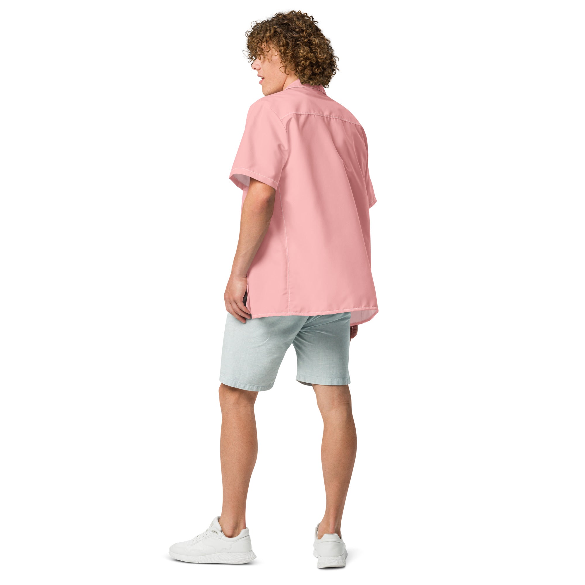 Coral Sunset Short-Sleeve Button-Up