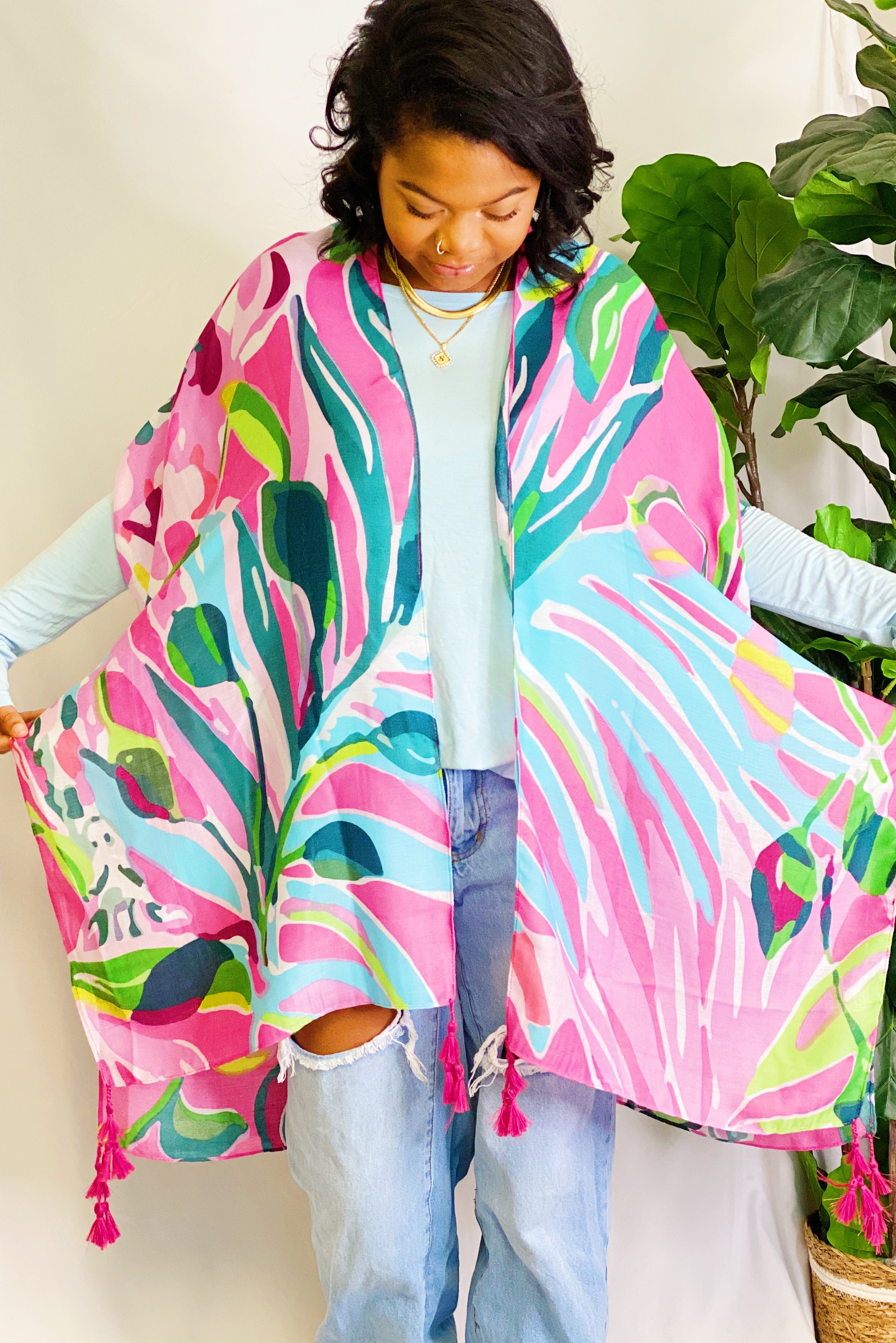 Pink Paradise Tassel Kimono