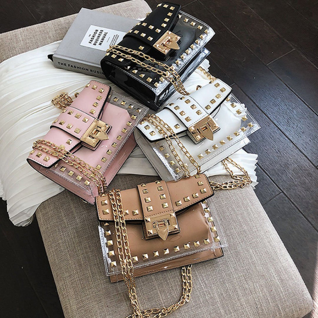 The Monaco Studded Crossbody - Clear/Black