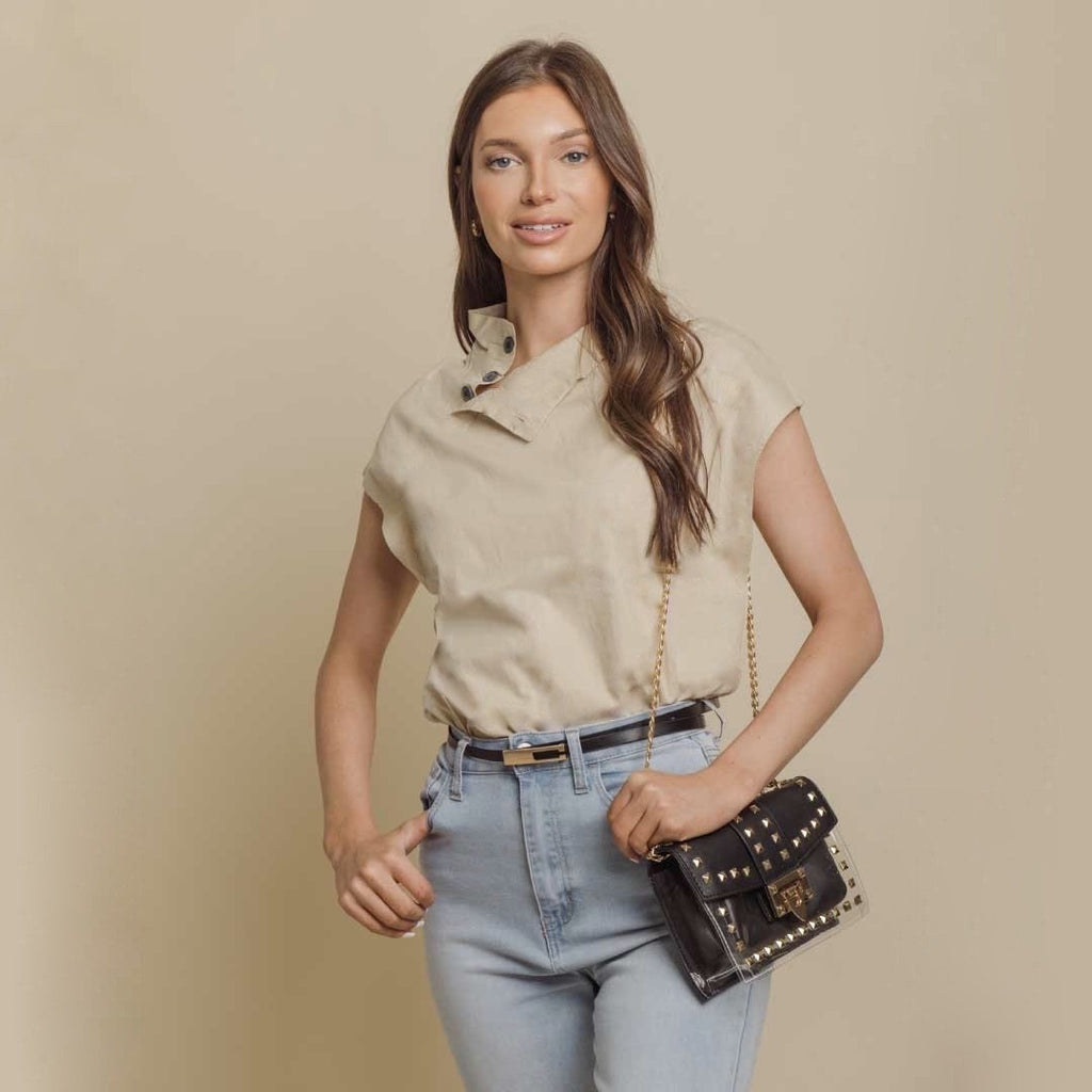 The Monaco Studded Crossbody - Clear/Black