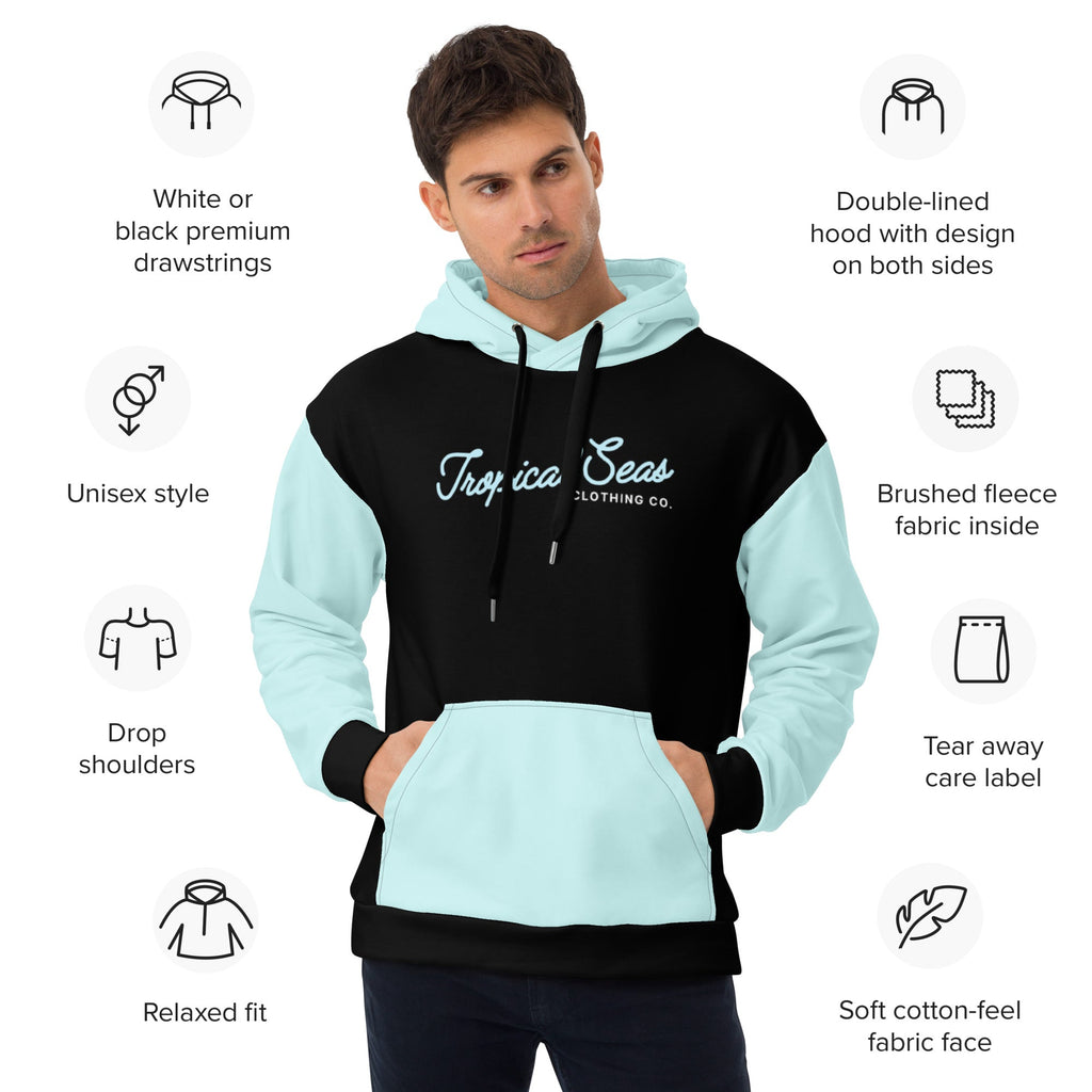 Tropical Seas Two-Tone Pullover Hoodie - Blue/Black