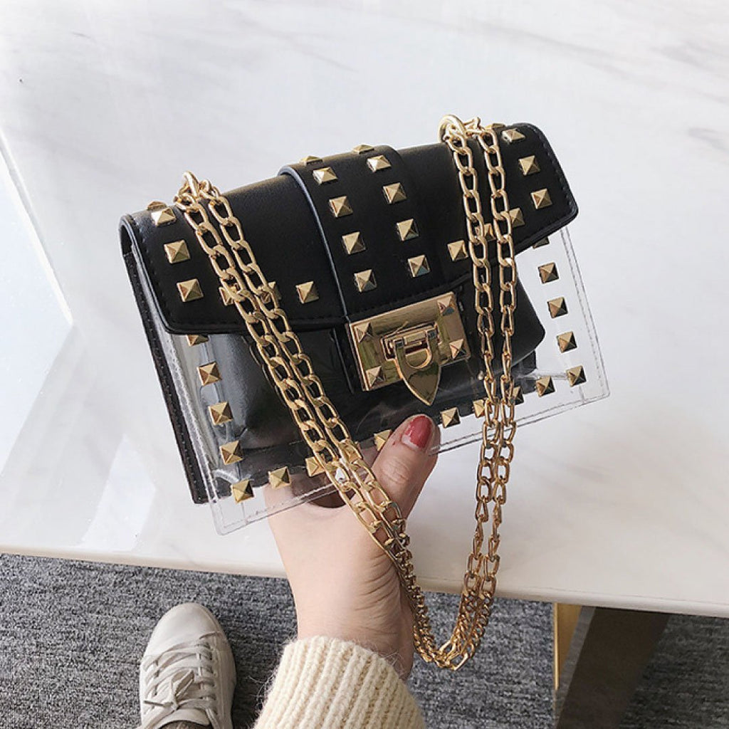 The Monaco Studded Crossbody - Clear/Black