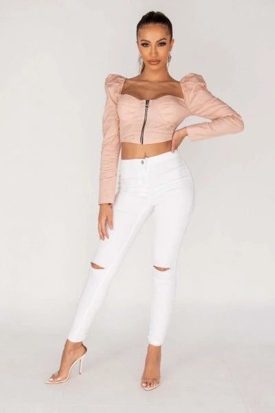 The Capri White Denim Jeggings