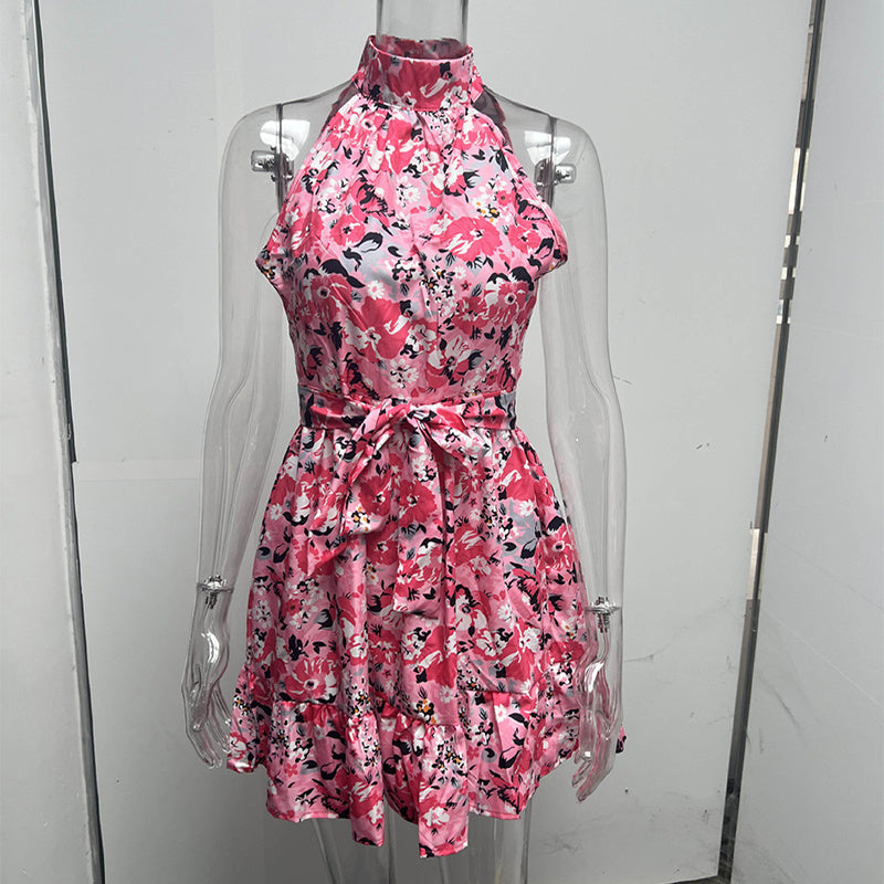 Tropical Bloom Halter Dress