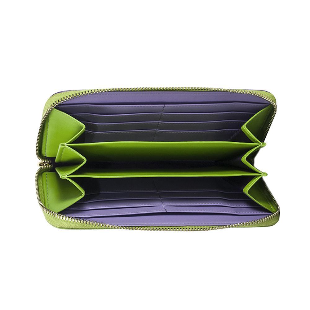 The Layla Statement Wallet - Lime Green/Plum