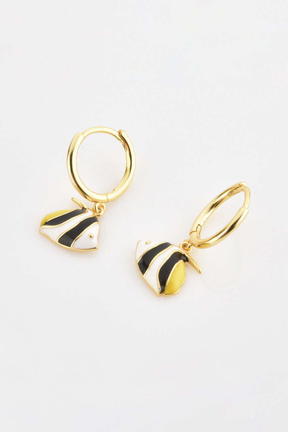 Golden Fish Charm Huggie Earrings